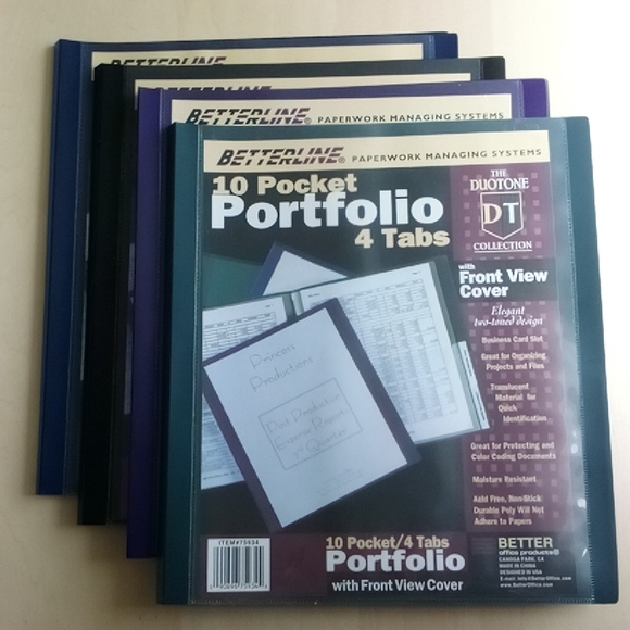 NEW 4 Betterline Portfolios 10 Pocket 4 Tabs - Picture 1 of 6